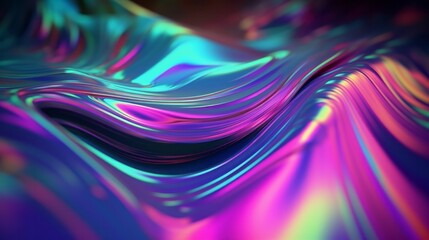Colorful holographic foil fluid design background. 