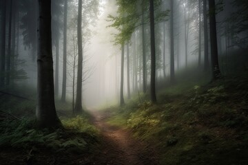 Obraz premium Misty forest in the morning