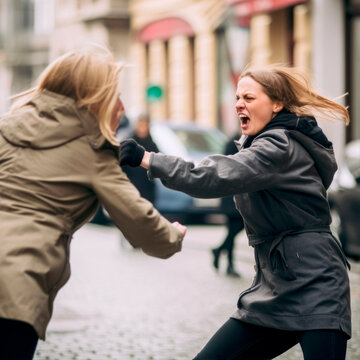 fighting women in the street, generative ai