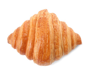 Delicious croissant isolated on white, top view. Fresh pastry