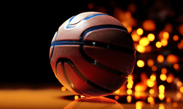 A BasketBall Close up shot with the net and Bokeh Effects. Sports Photography.