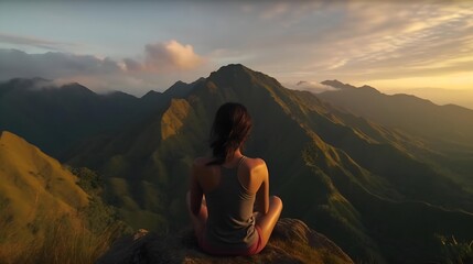 Obraz premium yoga on the mountain