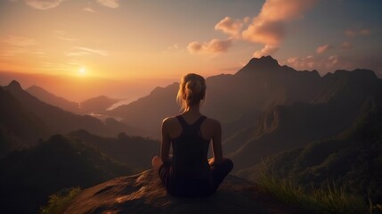 Obraz premium yoga on the mountain