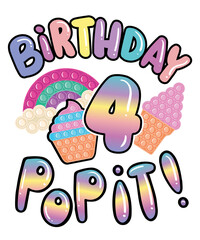 4th Pop It Birthday Four Pastel Themed Fidget Toy