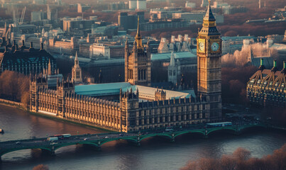 Aerial city scape of City of London