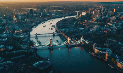 Fototapeta na wymiar Aerial city scape of City of London