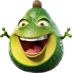 3D Illustration Depicting a Fruit with a Happy Expression Eliciting a Sense