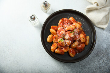 Homemade gnocchi with tomato sauce