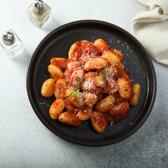 Homemade gnocchi with tomato sauce