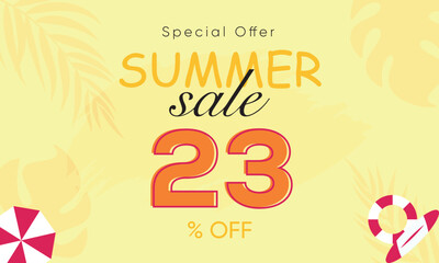 summer sale special offer 23% off, summer sale 23% off, special offer summer sale banner design, summer sale vector banner background