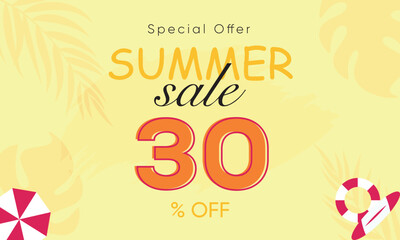 Fototapeta na wymiar summer sale special offer 30% off, summer sale 30% off, special offer summer sale banner design, summer sale vector banner background