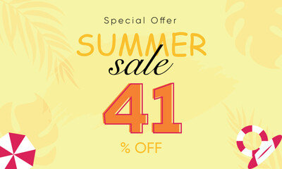 summer sale special offer 41% off, summer sale 41% off, special offer summer sale banner design, summer sale vector banner background