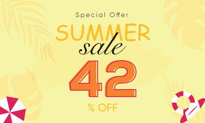summer sale special offer 42% off, summer sale 42% off, special offer summer sale banner design, summer sale vector banner background