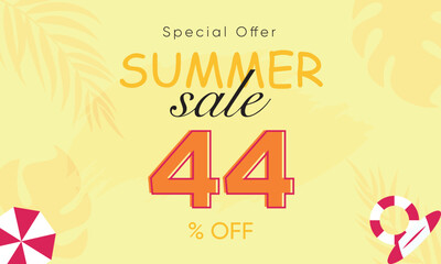 summer sale special offer 44% off, summer sale 44% off, special offer summer sale banner design, summer sale vector banner background