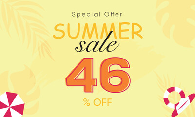 summer sale special offer 46% off, summer sale 46% off, special offer summer sale banner design, summer sale vector banner background