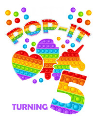 Let's Pop It I'm Turning 5 Fidget Toy Rainbow Birthday