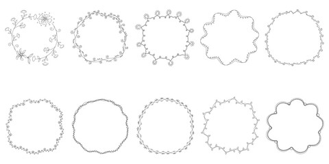 Obraz premium The Flowers frame vector set can be adapted for a variety of applications such as card embellishments, Wedding card, Scrapbook, digital printing, paper embellishments, spring themes, and more.