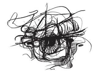The human eye. Line drawing of the pupil. Sketch of a man's eye. part of the face