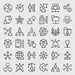 Vector line icons of Human network 
