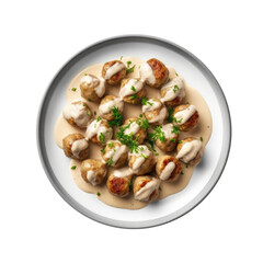 Delicious Plate of Swedish Meatballs Isolated on a Transparent Background