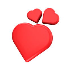 red hearts isolated on white background