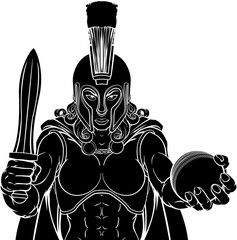 A Spartan or Trojan female gladiator warrior woman cricket sports mascot