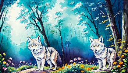 A Magic Wolf in the Enchanted Fairy Forest.