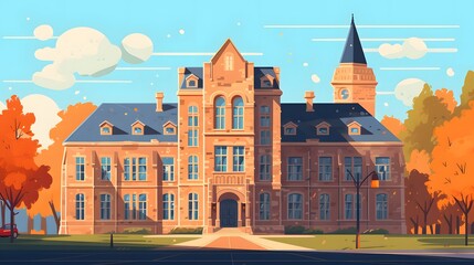 Naklejka premium Flat illustration of a school