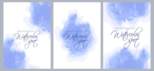Set watercolor background. alcohol ink. Splashes and streaks of paint. Marble, sky, clouds, veil. grunge textures. Abstract vector illustration for wedding invitation, flyer, sale, website.