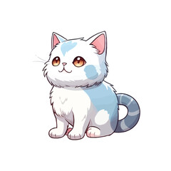 Obraz premium Charming Cat: Lovely 2D Character Illustration