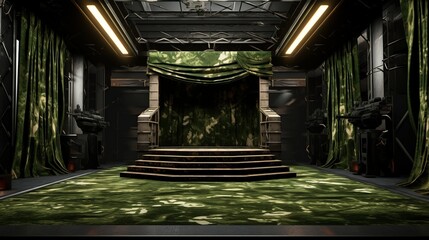 Fototapeta na wymiar A beautiful gamer bunker background with space to promote products and services. War Games concept. Camouflage Style. Create with generative ai.