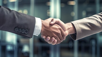 Men shaking hands, completing a successful business partnership deal, professional handshake, Generative AI