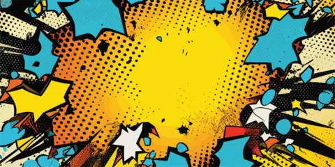 Deurstickers VIntage retro comics boom explosion crash bang cover book design with light and dots. Can be used for decoration or graphics. Graphic Art. Vector. Illustration  © Graphic Warrior