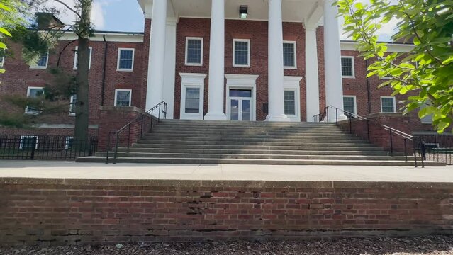 Cinematic Pan Up Shot of the Clarence Mitchell Jr. Building at the University of Maryland