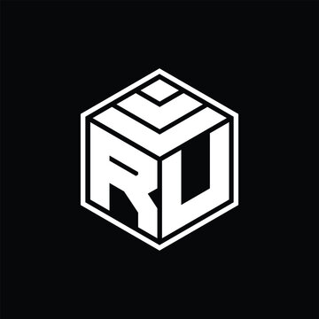 recommend clip art: RU Logo monogram with hexagon geometric isolated outline design template