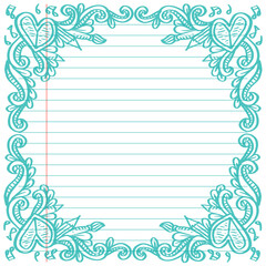 Obraz premium Doodle frame Back to school with note paper background.