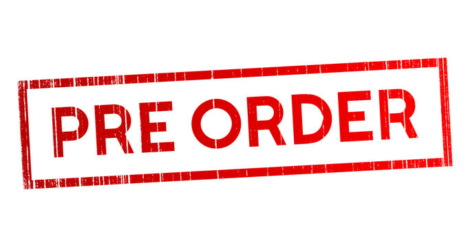 pre order stamp red illustration background