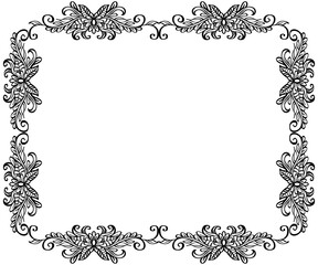 Doodle drawing floral frame background on black and white.