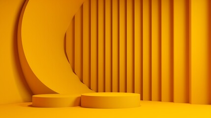 A beautiful 3d yellow abstract background with space to promote products and services. Create with generative ai.
