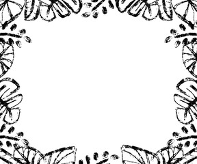 Fototapeta premium Doodle drawing leaves frame background