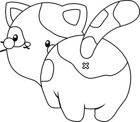 a vector of a cute cat in black and white coloring