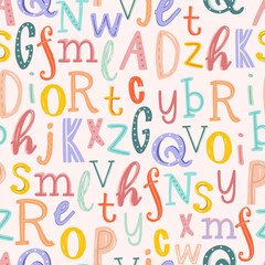 Lovely hand drawn letters, doodle alphabet, school background, great for banners, wallpapers, wrapping - vector design