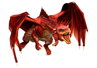 3D Rendering Fairy Tale Dragon on White