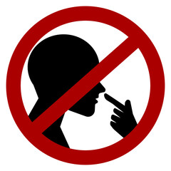 "No nose picking" sign / icon