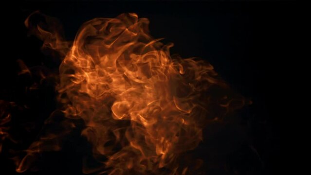 Flames on black background. Filmed is slow motion 1000 fps. High quality FullHD footage