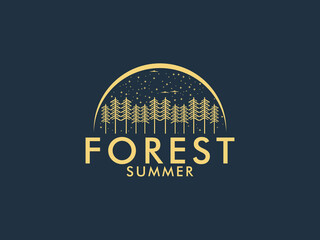 Forest logo vector, camping and outdoor logo template
