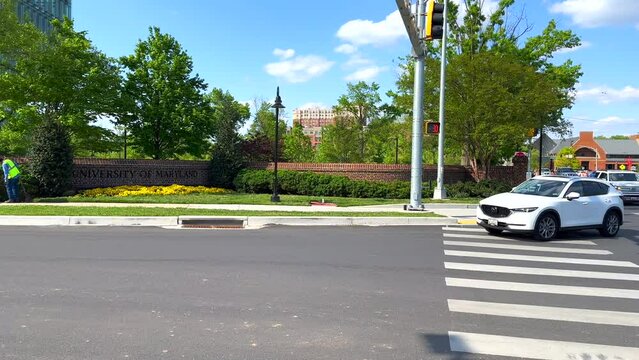 14,392 - Distant Pan View of University of Maryland Sign