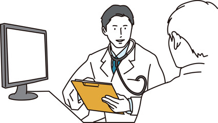 診察をするアジア人医師