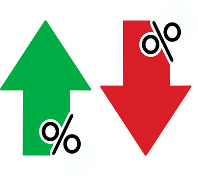 Percentage arrow up and down line icon. Percentage arrow with percent sign. Design concept for banking, credit, interest rate, finance and money sphere. Replaceable vector design.