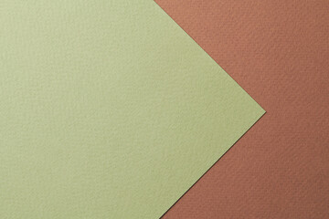 Rough kraft paper background, paper texture brown green colors. Mockup with copy space for text